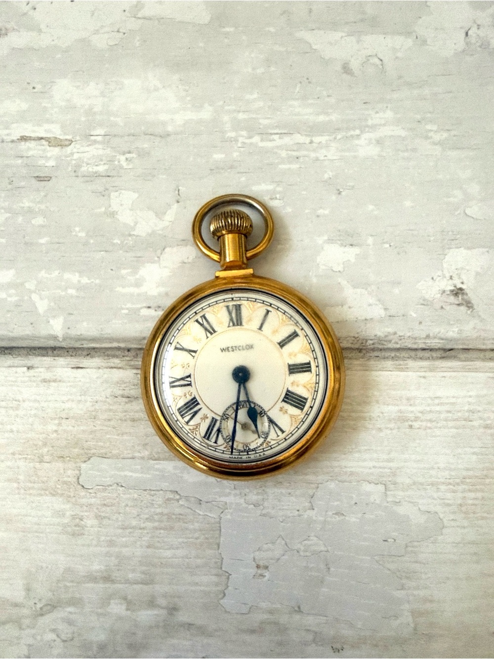 Vintage Gold Westclox Pocket Watch Mens Accessories Train The Conductor Emblem